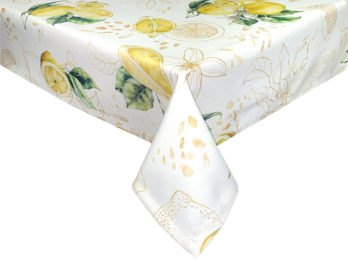 High-quality tablecloth 110x110–130x220 cm made of 100% cotton – lemon design from the beties "Italy Collection"