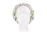  beties Musselin Bonnet Haarhaube Mandel Beige – vorderansicht, 100% Bio-Baumwolle Musselin 