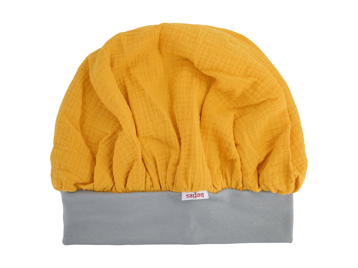  beties Musselin Bonnet Haarhaube Manuka Gelb –  100% Bio-Baumwolle Musselin 