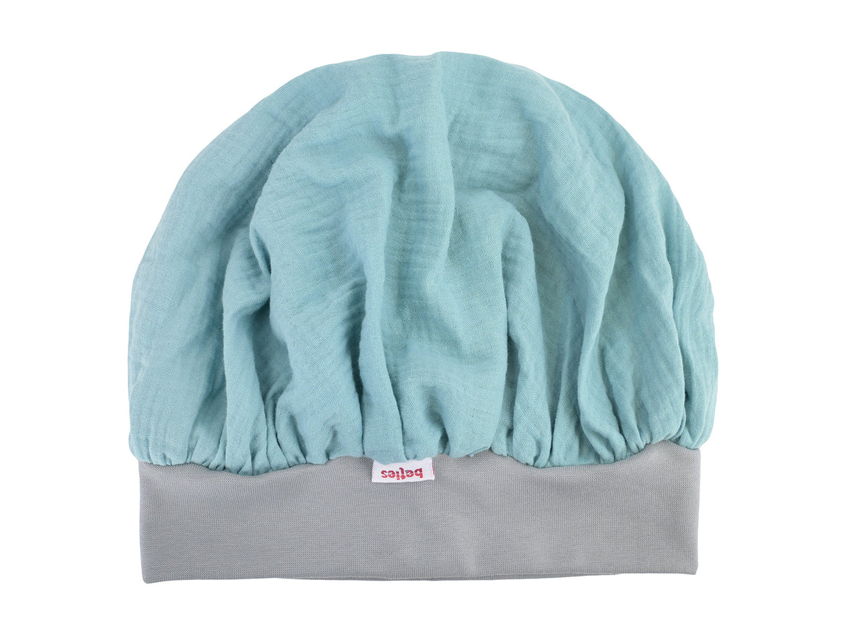  beties Musselin Bonnet Haarhaube Mineral Blau – 100% Bio-Baumwolle Musselin 