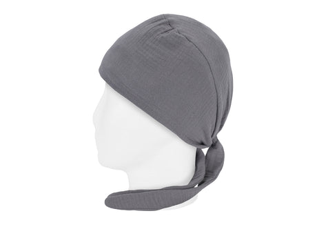  beties Musselin Schlafmütze OP-Haube – Basaltgrau – seitenansicht – 100% Musselin 