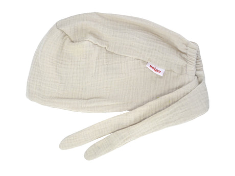  beties Musselin Schlafmütze OP-Haube – Mandelbeige – liegend – 100% Musselin 