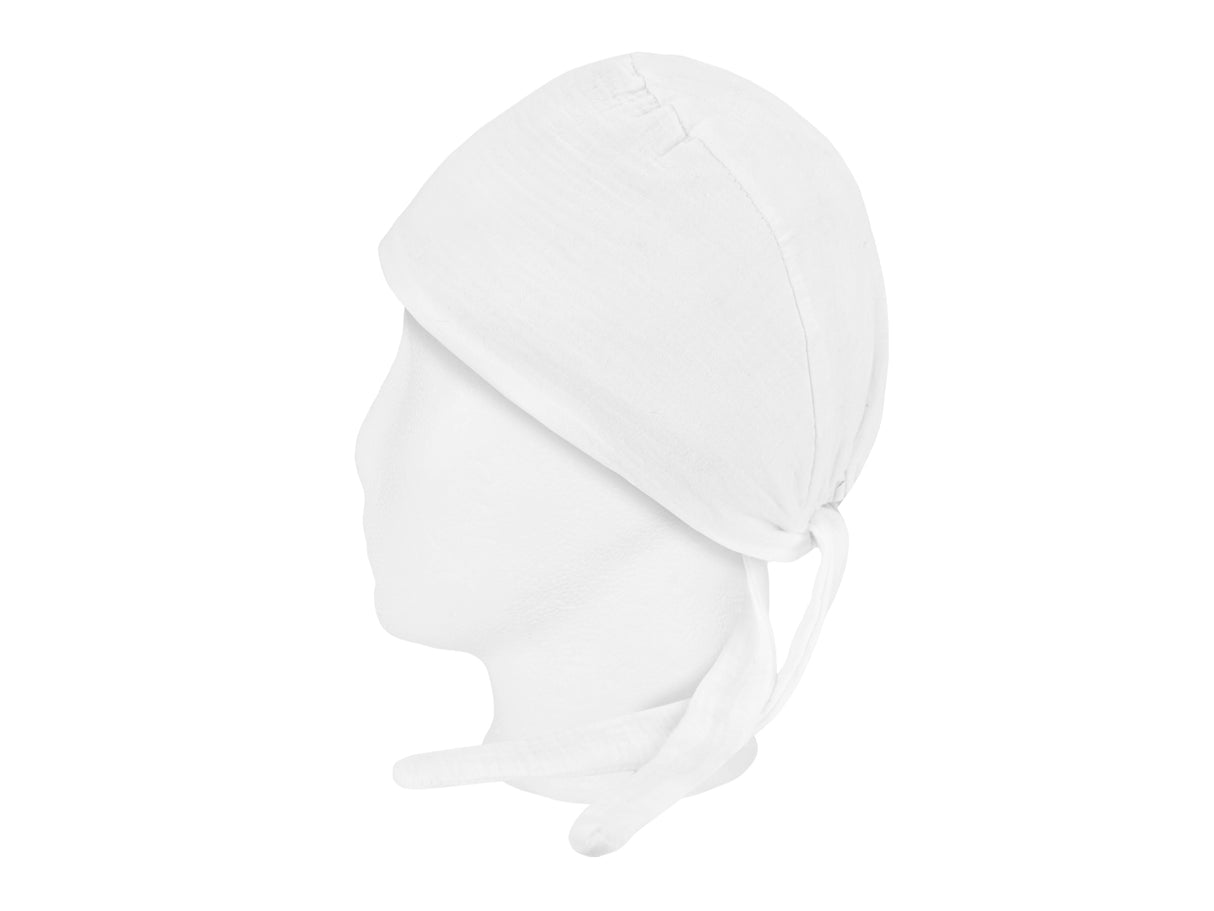  beties Musselin Schlafmütze OP-Haube – Polar Weiß – Seitenansicht – 100% Musselin 