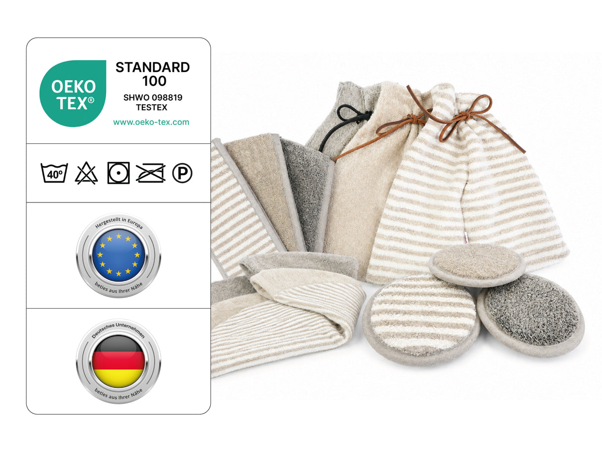 Saunahut Kamin aus Leinen-Frottee mit Lederband – One Size | SAVU
