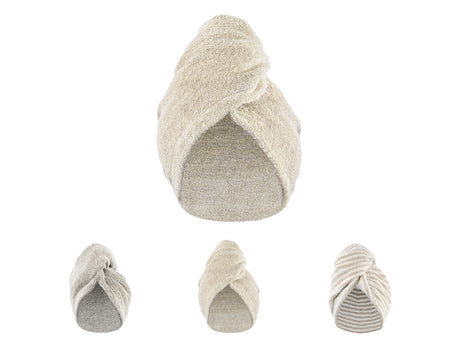 Haarturban 25x70 cm aus Leinen-Frottee mit Knopf | SAVU