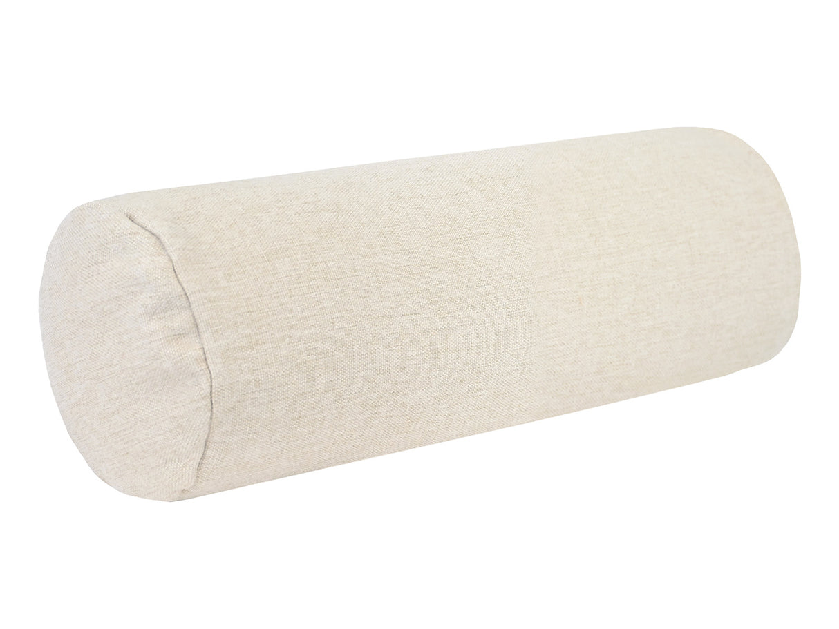  beties Wunschton Nackenrolle 15x40 cm Macciato Beige – Schrägansicht, melierter Möbelstoff Rollenkissen 