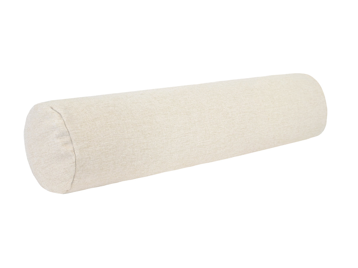  beties Wunschton Nackenrolle gefüllt 13x50 cm Macciato Beige – Schrägansicht, melierter Möbelstoff 