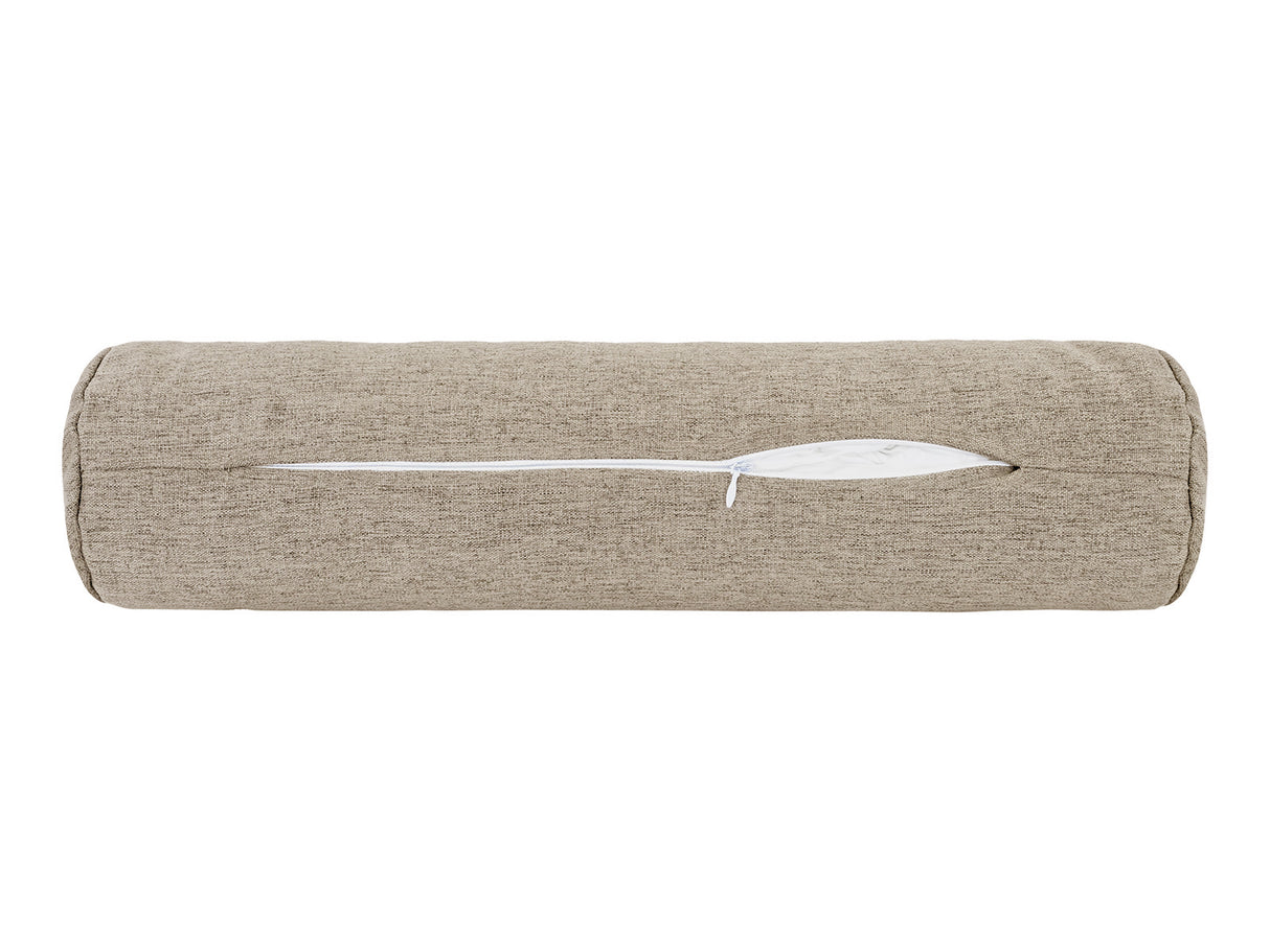  beties Wunschton Nackenrolle gefüllt 13x50 cm Taupe Braun – geöffnet, melierter Möbelstoff 