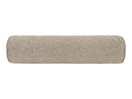 beties Wunschton Nackenrolle gefüllt 13x50 cm Taupe Braun – Vorderansicht, melierter Möbelstoff 