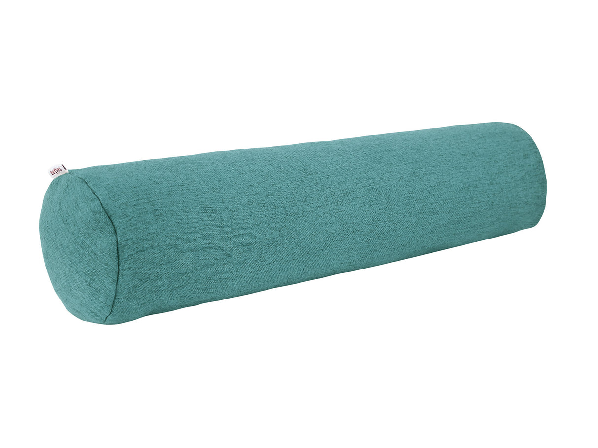  beties Wunschton Nackenrolle gefüllt 13x50 cm Teal Petrol – schrägansicht, melierter Möbelstoff 