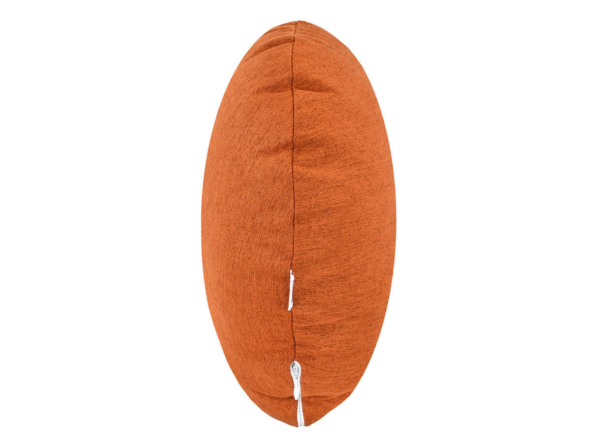  beties Wunschton Kissenhülle rund Ø40 cm Terracotta Orange – seitenansicht, melierter Möbelstoff 
