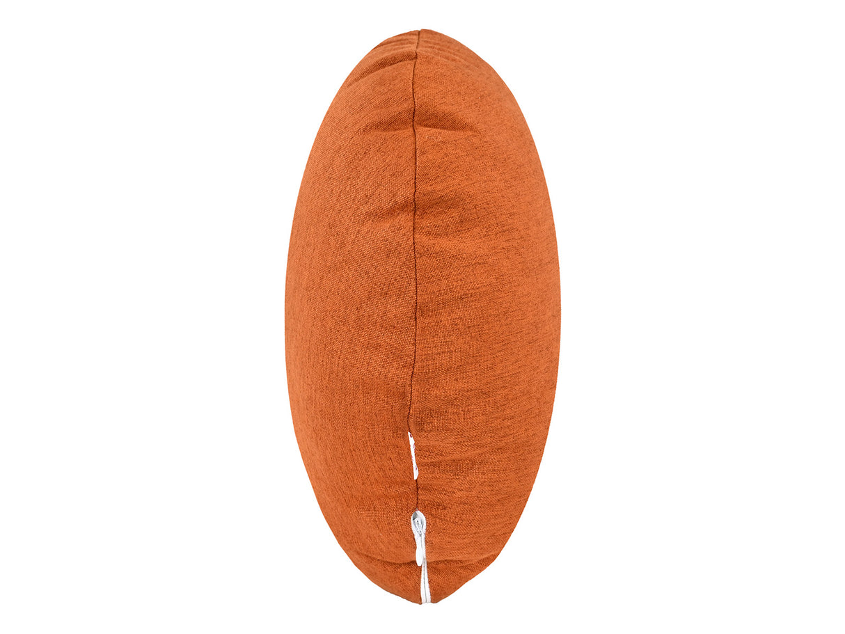  beties Wunschton Kissenhülle rund Ø60 cm Terracotta Orange – seitenansicht, melierter Möbelstoff 