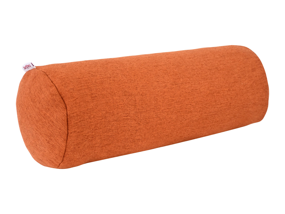  beties Wunschton Nackenrollenhülle 15x40 cm Terracotta Orange – Schrägansicht, melierter Möbelstoff 