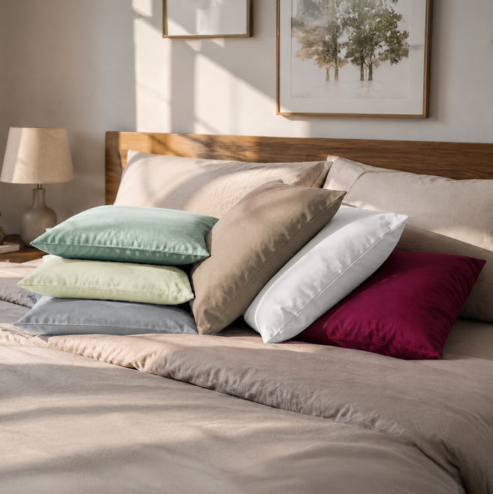 beties basicSoft Millieu auf einem bett im schlafzimmer – Kissenbezüge in allen 6 farben 