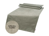 Tischläufer ca. 40x140 cm greig-taupe Chenille-Haptik beties "FarbTon" mit einem Detailbild der Stoffstrucktur.
