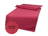 Tischläufer ca. 40x140 cm himbeer-rot Chenille-Haptik beties "FarbTon" mit einem Detailbild der Stoffstrucktur.