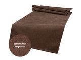 Tischläufer ca. 40x140 cm kaffeebohne-braun Chenille-Haptik beties "FarbTon" mit einem Detailbild der Stoffstrucktur.