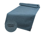Tischläufer ca. 40x140 cm nordlicht-blau Chenille-Haptik beties "FarbTon" mit einem Detailbild der Stoffstrucktur.