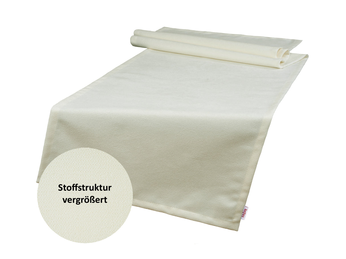  XL Tischläufer 40x220 cm sahne-weiß Chenille-Haptik beties „FarbTon" – Detailbild Stoffstruktur 