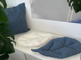  Kissen Blatt 28x59 cm beties „FarbTon" in nordlicht-blau und sahne-weiß – Chenille Sitzkissen 