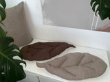 Kissen Blatt 28x59 cm beties „FarbTon" in greig-taupe und kaffeebohne-braun – Chenille Sitzkissen 