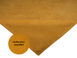 Mitteldecke curry-gelb Chenille-Haptik beties "FarbTon" mit einem Detailbild der Stoffstrucktur.
