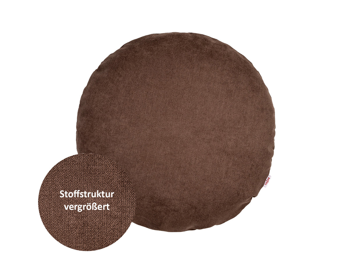Runde Kissenhülle kaffeebohne-braun Chenille-Haptik beties "FarbTon"