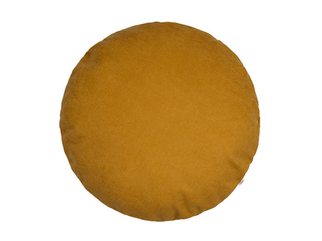  Kissenhülle rund 60 cm Ø curry-gelb Chenille-Haptik beties „FarbTon" – Kissenbezug Oeko-Tex 