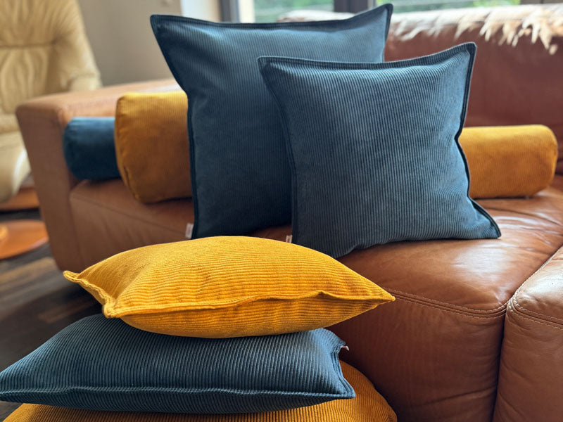 Round cushion cover approx. 80 cm Ø corduroy velvet beties "HYggelig No.1" floor cushion cover in interior decorator quality from a German company