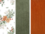 Dekokissen-Set 3-teilig mit Füllung – Samtcord und Rosenmotiv | beties Frost & Cozy