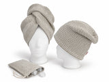 Sauna-Set 3-teilig aus Leinen-Waffelpiqué – Sauna Beanie, Haarturban und Eisbeutel | beties Wellnessglück