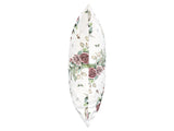 Weisse Kissenhuelle ca. 50x50 cm – Winterdeko mit rosanen gefrosteten Rosen, Kieferzapfen und Zweigen im Allloverdruck. Ansicht von der Seite – 100% Baumwolle – Aus der beties Magie des Winters "Frost-Rose" Kollektion.