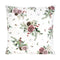 Weisse Kissenhuelle ca. 50x50 cm – Winterdeko mit rosanen gefrosteten Rosen, Kieferzapfen und Zweigen im Allloverdruck – 100% Baumwolle – Aus der beties Magie des Winters "Frost-Rose" Kollektion.