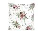 Weisse Kissenhuelle ca. 50x50 cm – Winterdeko mit rosanen gefrosteten Rosen, Kieferzapfen und Zweigen im Allloverdruck – 100% Baumwolle – Aus der beties Magie des Winters "Frost-Rose" Kollektion.