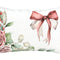 Weisse Kissenhuelle ca. 25x35 cm – Winterdeko mit rosa Schleife und rosa, gefrosteten Rosen und Zweigen – 100% Baumwolle – Aus der beties Magie des Winters "Frost-Rose-Schleife" Kollektion.