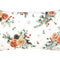 Weisse Kissenhuelle ca. 30x50 cm – Winterdeko mit orangen, gefrosteten Rosen, Kieferzapfen und Zweigen im Alloverdruck – 100% Baumwolle – Aus der beties Magie des Winters "Frost-Rose" Kollektion.