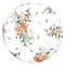Runde, weisse Kissenhuelle ca. 40 cm im Durchmesser – Winterdeko mit gefrosteten Rosen in orange – 100% Baumwolle – aus der beties Magie des Winters "Frost-Rose" Kollektion.