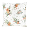 Weisse Kissenhuelle ca. 50x50 cm – Winterdeko mit orangen gefrosteten Rosen, Kieferzapfen und Zweigen im Allloverdruck – 100% Baumwolle – Aus der beties Magie des Winters "Frost-Rose" Kollektion.