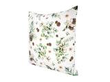 Weisse Kissenhuelle ca. 50x50 cm – Winterdeko mit Tannenzapfen – 100% Baumwolle – aus der beties Kollektion, Magie des Winters "Moggl"