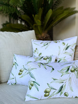 Mediterrane Hülle für Nackenrollen ca. 15x40 cm aus 100% Baumwolle - Oliven Design aus der beties "Italy Collection"