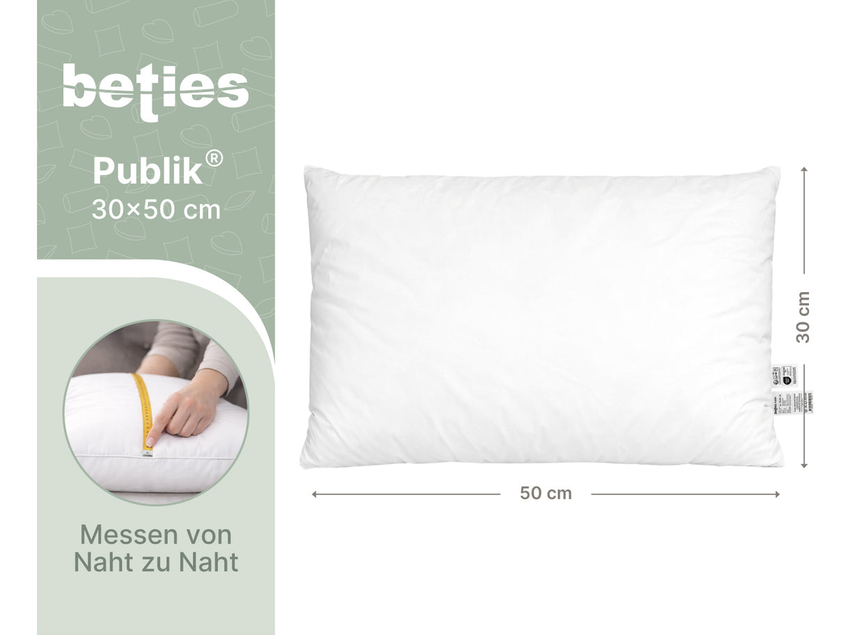  beties Publik Federkissen Fuellkissen 30x50 cm – Masszeichnung mit Breite und Hoehe in Zentimeter 