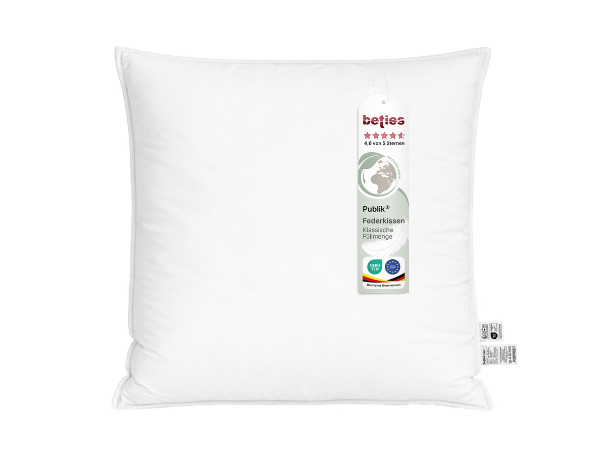 Federkissen Kopfkissen 80x80 cm Innenkissen Doppelnaht – Schlafkissen | Publik