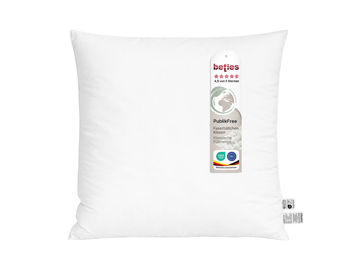 Kopfkissen 80x80 cm Innenkissen weich – Faserbällchen Kissenfüllung | PublikFree