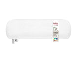 beties PublikFree Polyesterflocken Nackenrolle 15x40 cm – Nahaufnahme Pflegeetikett, Materialzusammensetzung 100% Polyester, vegan, waschbar, Made in Europe