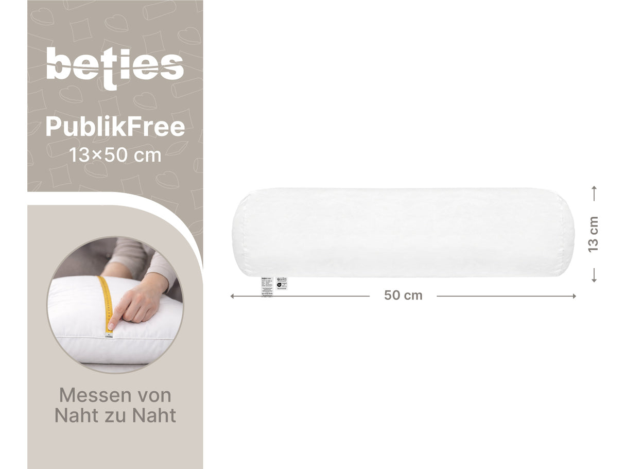 beties PublikFree Nackenrolle Sondergröße 13x50 cm– Maßangabe Polyesterflocken Innenkissen 
