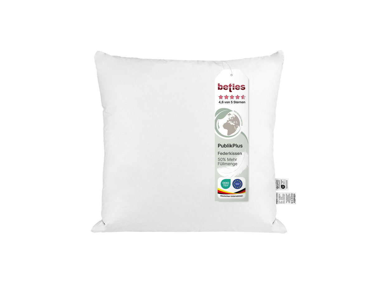 beties Publikplus Federkissen Fuellkissen 50x50 cm mit etikett