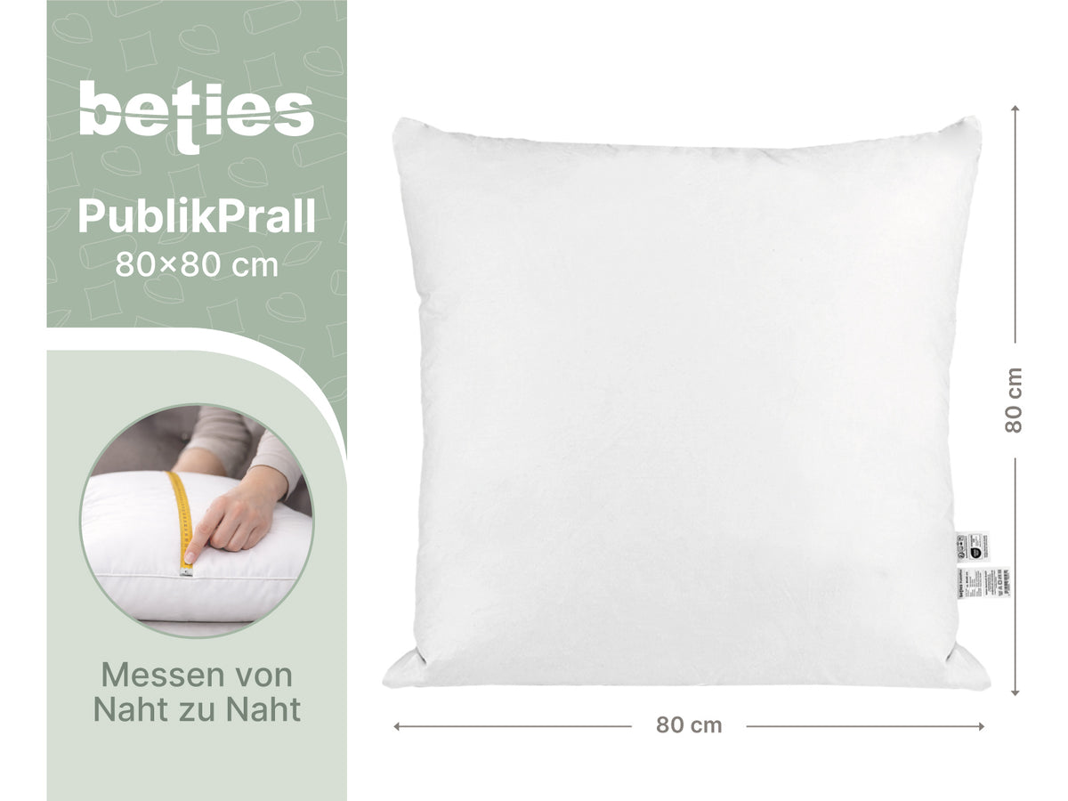  beties Publikprall Federkissen Kopfkissen 80x80 cm Massangaben Abmessungen Grafik 