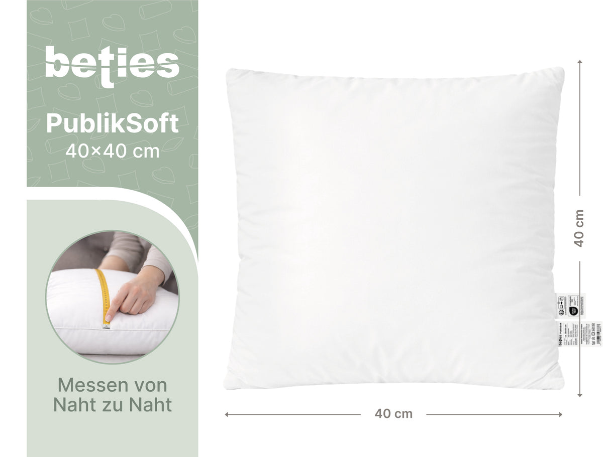 beties Publiksoft Daunenkissen Fuellkissen 40x40 cm Massangaben in Zentimeter