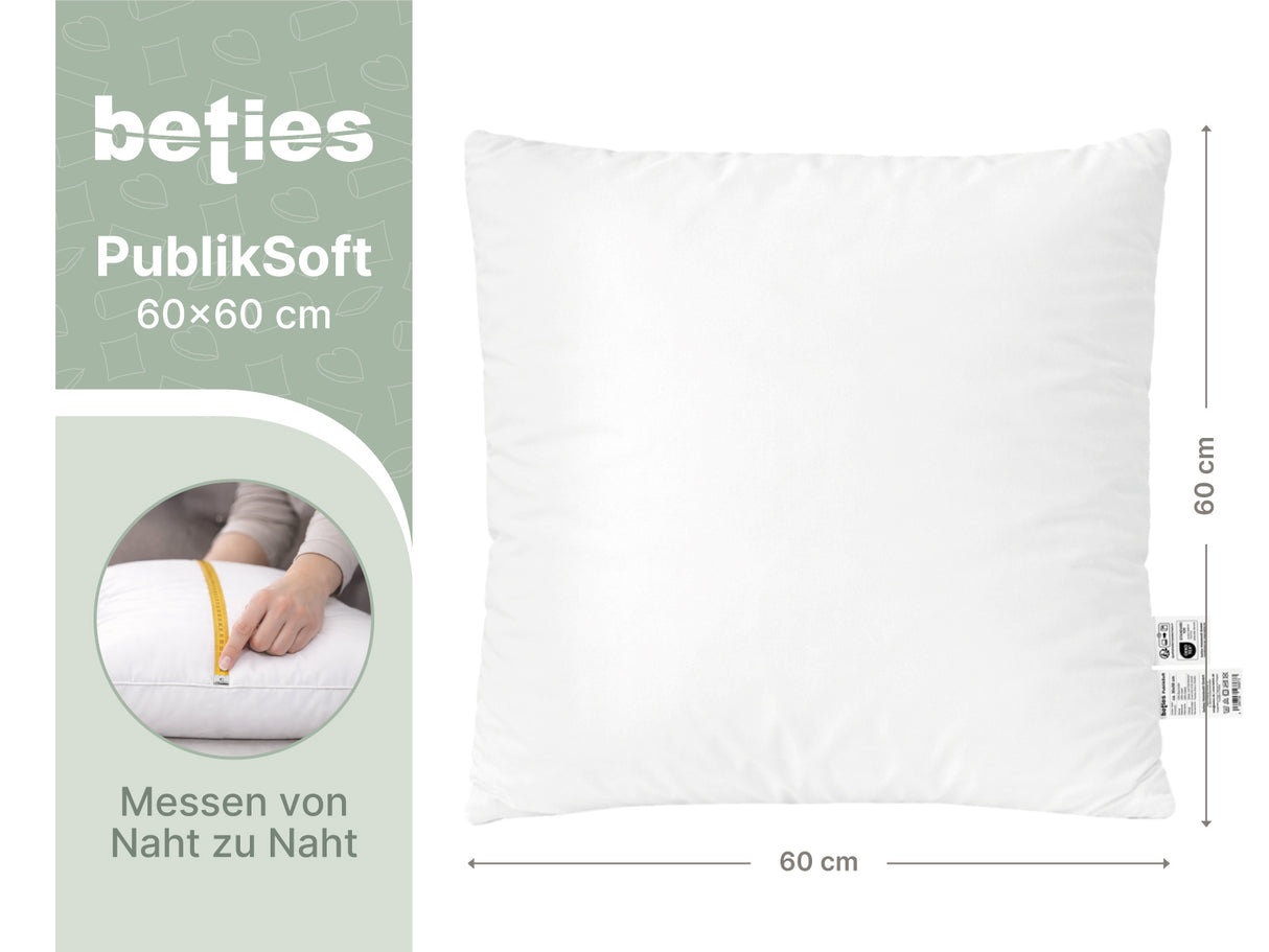 beties Publiksoft Daunenkissen Fuellkissen 60x60 cm Massangaben in Zentimeter