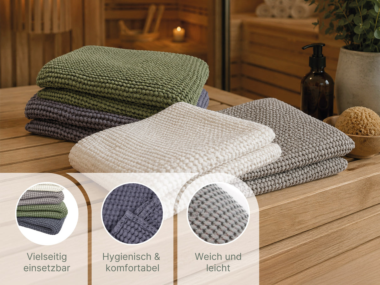 PUR.NATURE Schweißtuch, Handtuch, Wellnessdecke millieu mit infos